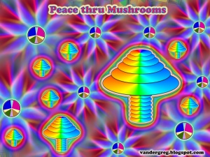 MEME - Peace Thru Mushrooms - gvan42 - psychedelic Art by Gregory Vanderlaan
